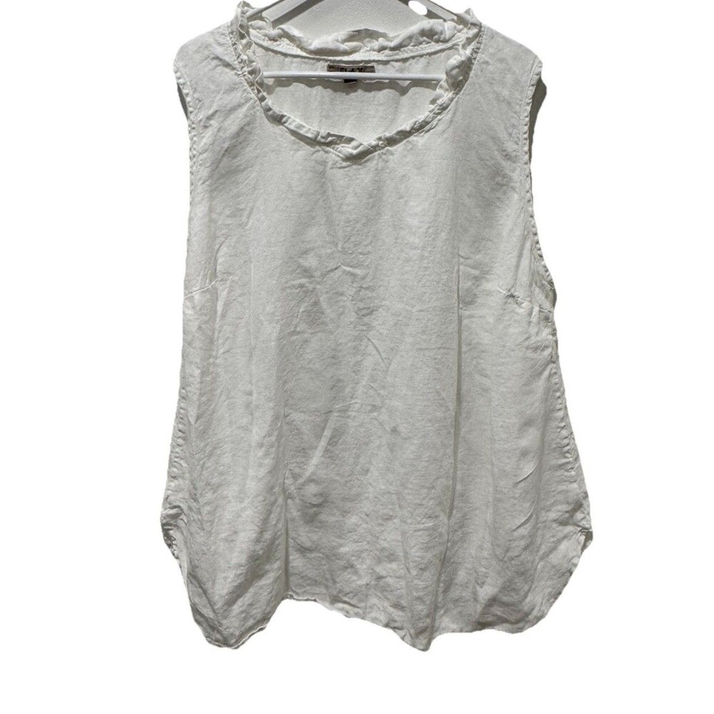 FLAX WHITE TUNIC TANK TOP 100% LINEN SIZE 1G‎